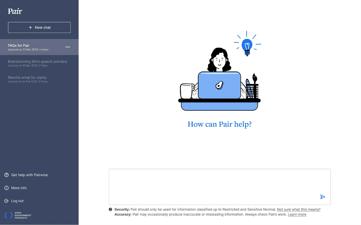Fig 1: Interface of Pair Chat showcasing its AI-powered question-and-answer format