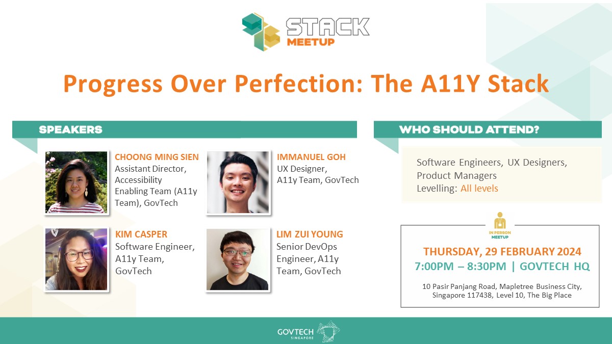 header banner for STACK Meetup Progress over Perfection